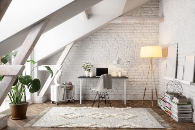 Modern attic space converted to home office