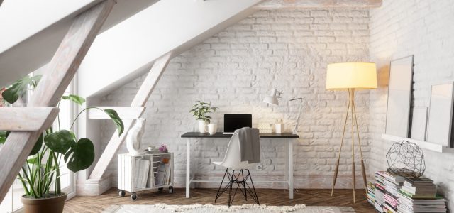 Modern attic space converted to home office